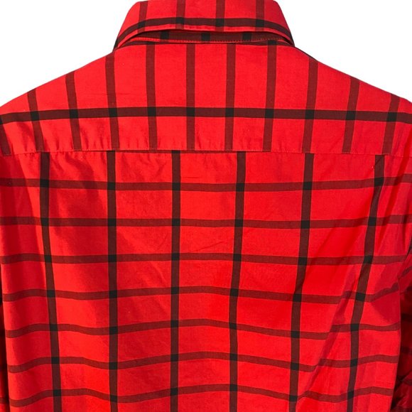 Alfani | Mens Slim Fit Casual Button Up Checks Shirt | Red and Black | L - Picture 2 of 9